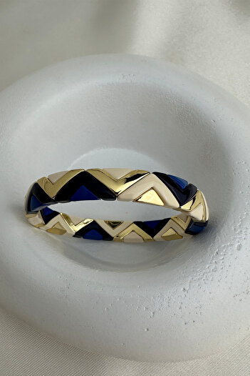 Modex Special Series Porcelain Plated Gold V Detail Rubber Bracelet