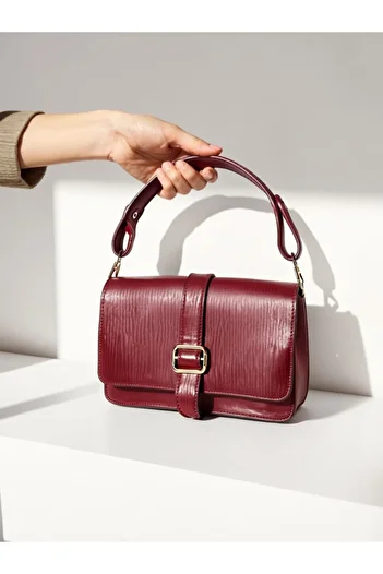 KIZILELMADA Women's Leather Look Cherry Baguette Hand and Shoulder Bag 146