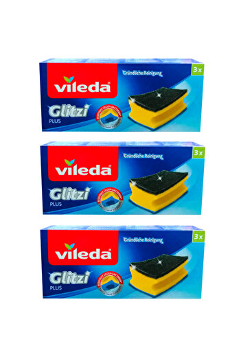 Vileda Glitzi Plus grooved dish sponge, 9 pieces