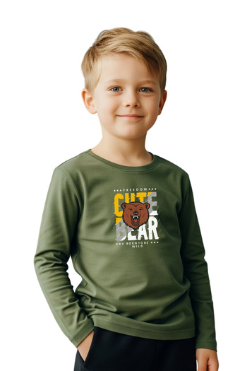 panios kids Plain Round Neck Cutte Bear Printed Detail Boy's Sweatshirt