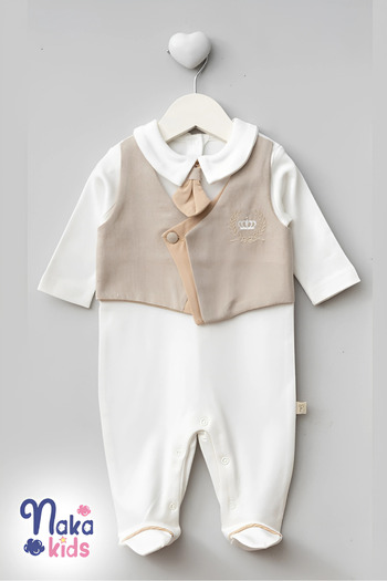 Naka Concept 100% Cotton Baby Boy 3-Piece Hospital Discharge Set – Hat, Overalls and Blanket – Crown Embroidered
