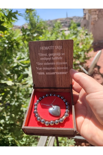 KapadokyaButik Hematite Stone Necklace Bracelet Set