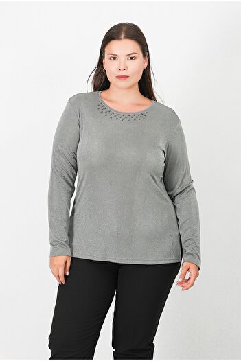 Lanze Evening Dress Glitter Long Sleeve Sandy Blouse