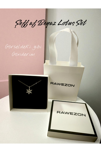RAWEZON Boxed Set with Special Bag - Steel Transparent White Lotus Flower Necklace - Gift for Your Lover, Friend or Wife