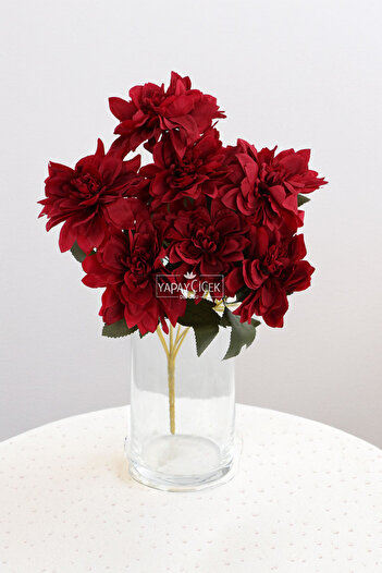 Yapay Çiçek Deposu Artificial Flower 7 Dahlia Bunch 33 cm Red