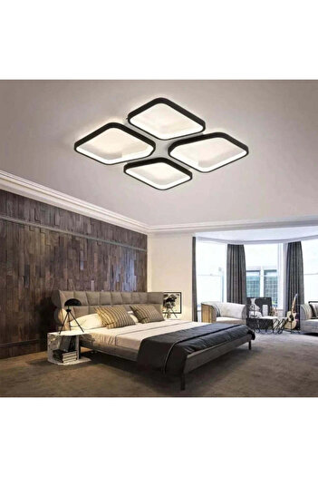 Alista Home LED Chandelier with Remote Control DAIKI 79 W, 4 Squares, Cold/Warm/Neutral Light, Dimmable, Black