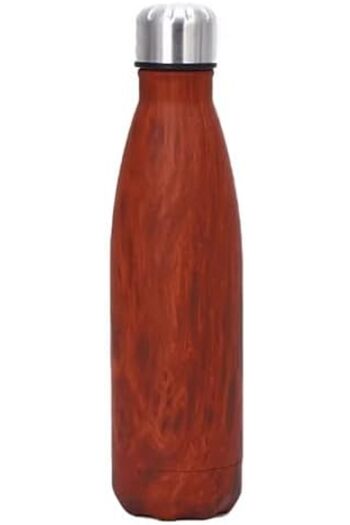 Twisoo Stainless Steel Vacuum Insulated Water Bottle, 500ml, Leak-Proof Flask with Wooden Design, Pe