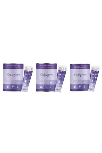 Collagen Forte Platinum 3 Box Powder Collagen 300g, 5 Types Powder Collagen 10,000Mg X 30 Shells & Multivitamin Strawberry Flavored