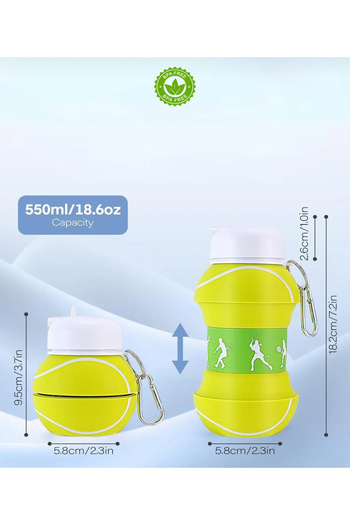 MİMOZA PARK 100% Silicone Pop-Up Water Bottle and Flask for Children Adult Sports Water Bottle 550 ml Pop-Up