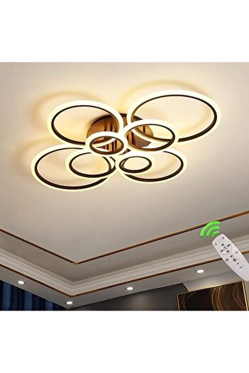 Jiju LED Chandelier 8 Circles Black, 2.4G WiFi Remote Control, 3 Dimmable Lights
