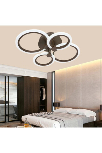 Jiju LED chandelier 4 circles, brown WiFi 2.4G remote control, 3 lights dimmable
