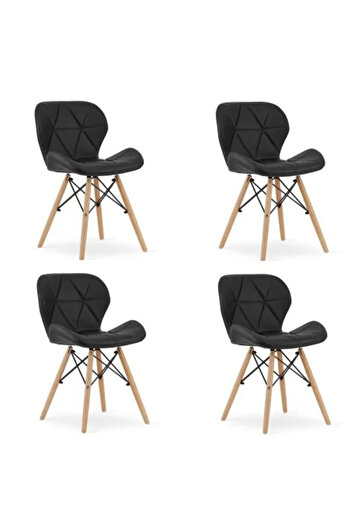Artool Sada 4 scaune stil scandinav, Artool, Lago, piele ecologica, lemn, negru