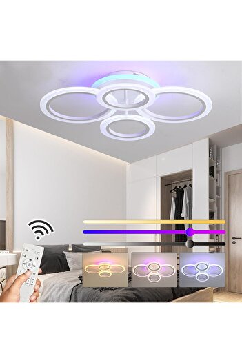 Jiju LED chandelier 4 circles, RGB, 2.4G WiFi remote control, 3 dimmable lights