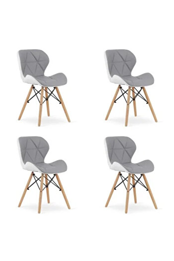 Artool Sada 4 scaune stil scandinav, Artool, Lago, piele ecologica, lemn, gri si alb