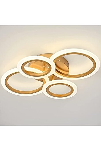 edc Gold LED chandelier 4 circles, 2.4G WiFi remote control 3 lights dimmable
