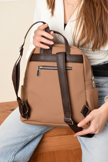 Just Polo EU Original Just Polo 9 Compartment Large Size Women's Backpack 6026 Minkcoffee