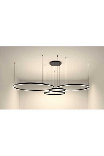 Jiju LED Chandelier Black 4 Circles 60cm+50cm+40cm+30cm, WiFi 2.4G Remote Control 3 Lights Dimmable