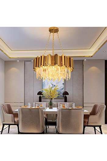 Jiju Candelabru JIJU® de cristal pe lant GOLD 3xE14/40W/230V