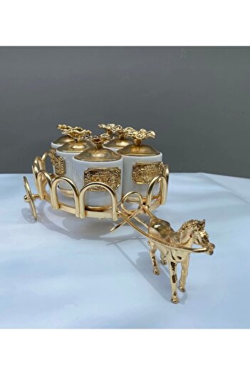 AZADE BAKIR Gold Brass Japongul Horse 6-Piece Porcelain Spice Bowl