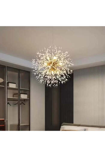 Alista Home Candelabru Cristal Schonbrunn, 6 x G9, Diametru 40 cm, Auriu Lucios, Inaltime Reglabila