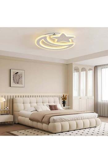 Alista Home Lustra LED cu telecomanda CORALIA RGB 81 W, Luna si Stea, lumina Rece/Calda/Neutra Dimabila Alb