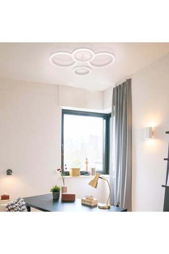 Alista Home Lustra LED cu telecomanda BETTY 44 W, 4 Cercuri, lumina Rece/Calda/Neutra, Dimabila, Alb