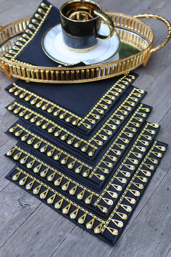 vipceyiz 3-Piece Gold Bride Stone Cocktail Napkin