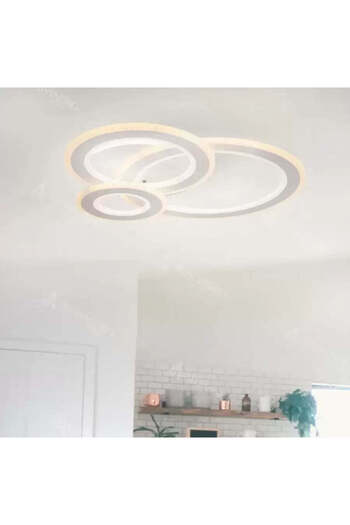 Alista Home Lustra LED KYLIE 77 W, 3 Cercuri, lumina Rece/Calda/Neutra, Alb