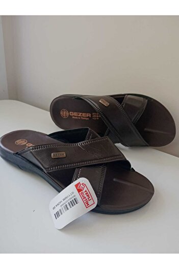 GEZER Cross Band Faux Leather Men's Slippers