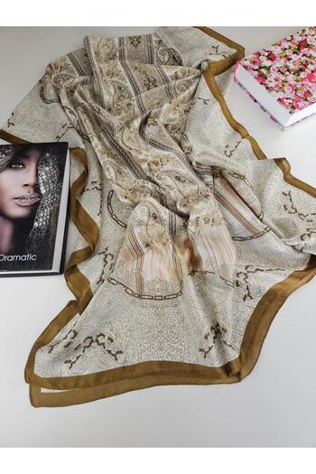 Webinay Home Voile Silk Shawl Ethnic Pattern Silk Scarfs Hijab Silk Shawl