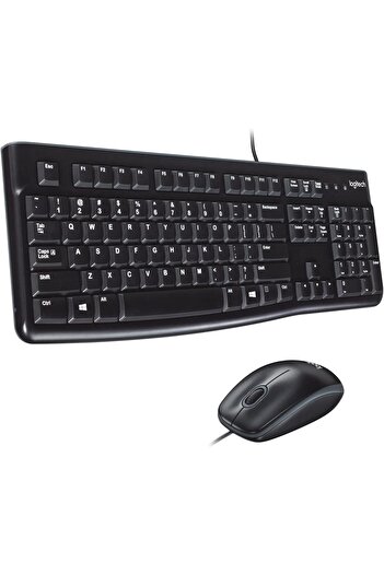logitech لوحة مفاتيح وفأرة سلكية MK120 لنظام التشغيل Windows، ماوس سلكي بصري، توصيل وتشغيل عبر USB، سيليكون كامل