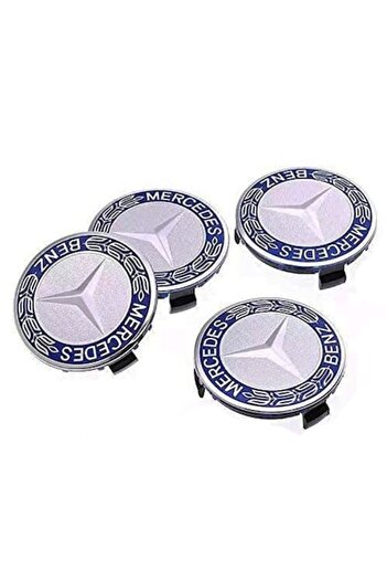 PBauto Capace centrale de roată pentru Mercedes A/B/C/E/G/M/R/S/SL/SLK, Jante din aliaj, Gri cu albastru, Set de 4