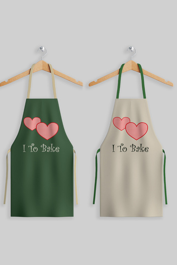 AYSHOME Ays Home Cream Green Set of 2 Kitchen Aprons