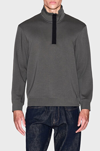 Armani Exchange Stretch Cotton Regular Fit Half Zipper Stand Collar Sweat Men's Sweat Xm001295 Af1081