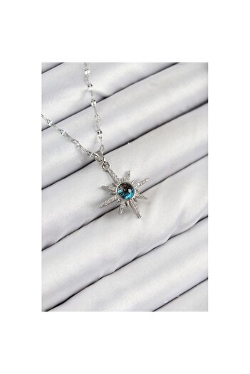Skygo 316L Steel Zircon Stone Pole Star Model Silver Color Women's Necklace - Tj-Bko10443