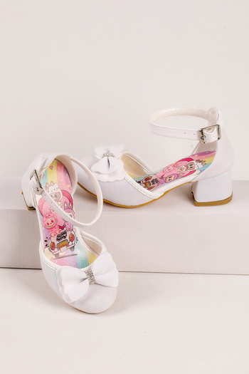 NS Little Girls' Labubu Printed Heeled Shoes, Girls' Evening Dress Shoes