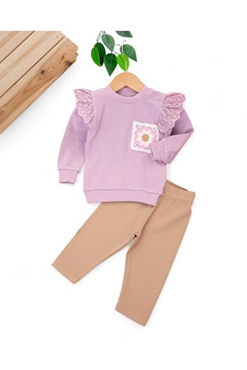 voyyo kids baby Baby Girl Floral Pocket Detailed Ribbed Tights 6-9-12-18-24 Months Seasonal Girl Set