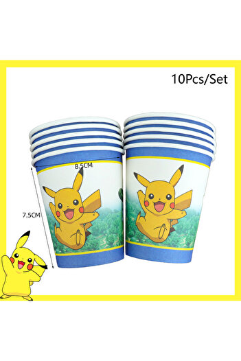 choice2 Cup 10Pcs Pokemon Birthday Party Decoration Pikachu Balloons Disposable Tableware Cup Napkin Plate T