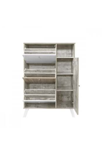 BAITY Gray + White Shoe Cabinet Rack