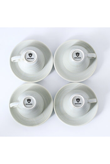 sharpdo 8-Piece Kiln Variable Glaze Process Round Linear Ceramic 200 ml Coffee Cup And Sauce