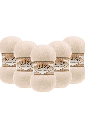 Alize Angora Gold 5 Pack Hand Knitting Yarn 100g X 5 Pieces - Color Code: 67 - Candle Light