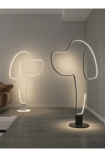 LUXXO Lampadar Snoopy echipat cu LED, cadru aluminiu, contur luminos, 30W, lumina calda, 82x30x120cm, Negr