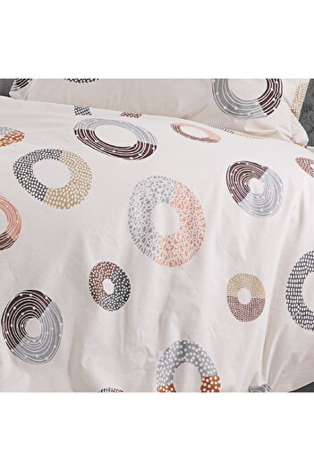 Pucioasa Crepe linen 1 person, 100% cotton, brown/gray circles