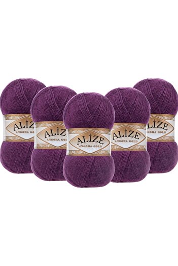 Alize Angora Gold 5 Pack Hand Knitting Yarn 100g X 5 Pieces - Color Code: 111 - Plum