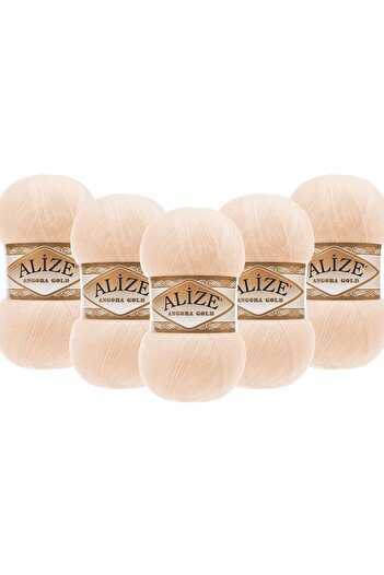Alize Angora Gold 5 Pack Hand Knitting Yarn 100g X 5 Pieces - Color Code: 681 - Light Salmon