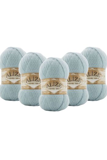 Alize Angora Gold 5 Pack Hand Knitting Yarn 100g X 5 Pieces - Color Code: 114 - Fairy Blue