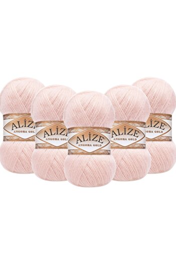 Alize Angora Gold 5 Pack Hand Knitting Yarn 100g X 5 Pieces - Color Code: 271 - Pink Pearl