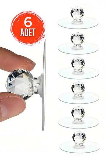 adornazzle 6 Pieces of Adhesive Handles, Cabinet Drawer Handles, Trash Can Lid Handles - Adhesive Crystal Handles