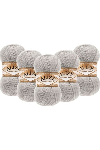 Alize Angora Gold 5 Pack Hand Knitting Yarn 100g X 5 Pieces - Color Code: 652 - Pavement