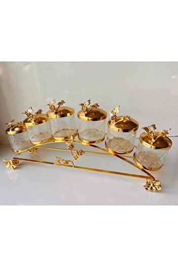 AZADE BAKIR Gold Rice Japongul Long Midi Cracked Glass 6-Piece Spice Set